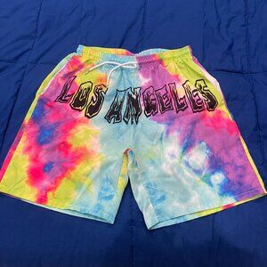 Multi-Color Los Angeles print shorts- Medium (NEW)